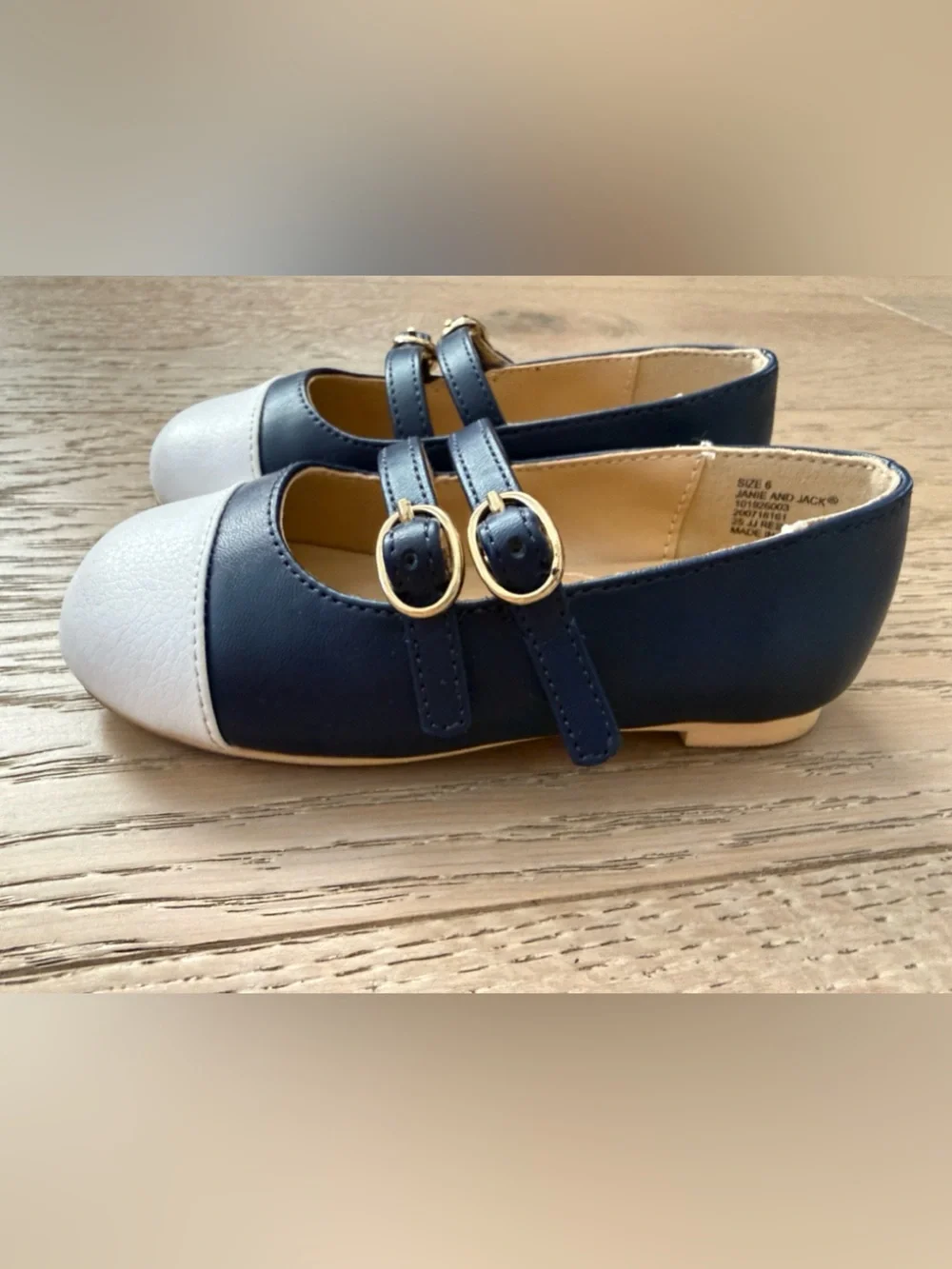 Janie and Jack Classic Navy and White Mary Jane Flats Toddler size 6